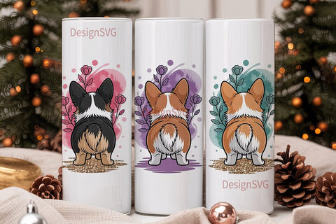Playful Corgi Tumbler Wrap Sublimation DesignSVG 