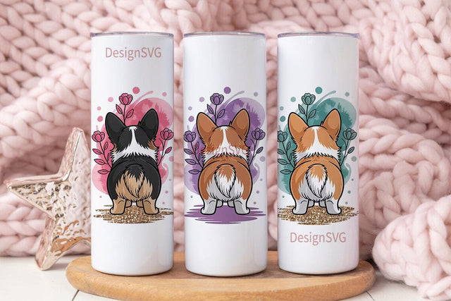 Playful Corgi Tumbler Wrap Sublimation DesignSVG 