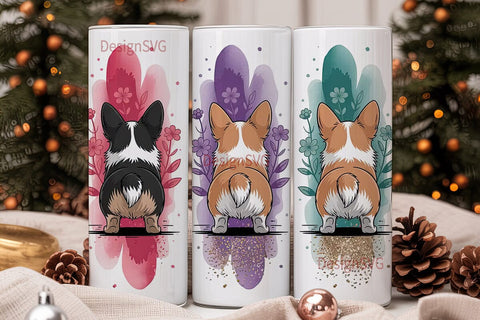 Playful Corgi Tumbler Wrap Sublimation DesignSVG 