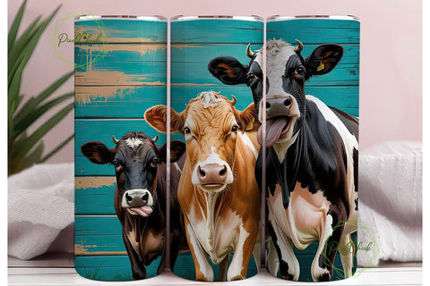 Playful Cows 20oz Tumbler Wrap Sublimation PixelChick 