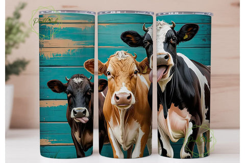Playful Cows 20oz Tumbler Wrap Sublimation PixelChick 