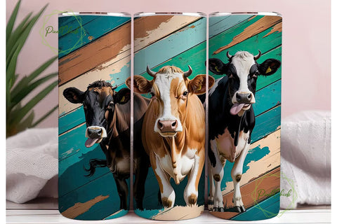 Playful Cows 20oz Tumbler Wrap Sublimation PixelChick 