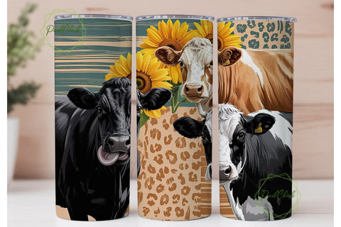 Playful Cows & Sunflowers 20oz Tumbler Sublimation PixelChick 
