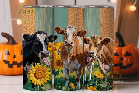 Playful Cows & Sunflowers 20oz Tumbler Sublimation PixelChick 