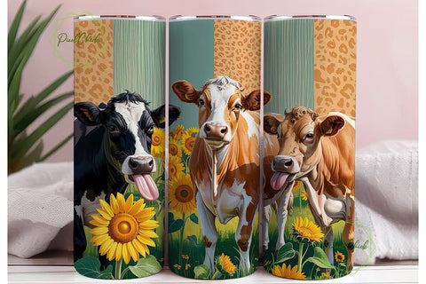 Playful Cows & Sunflowers 20oz Tumbler Sublimation PixelChick 