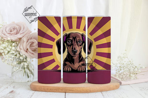Playful Dachshund 20oz Tumbler Wrap Sublimation sassyprint 