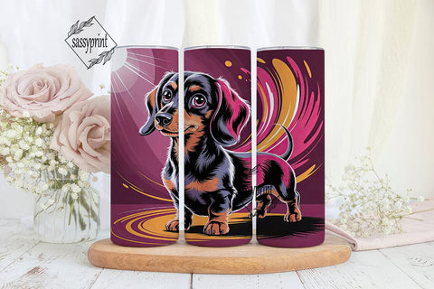 Playful Dachshund 20oz Tumbler Wrap Sublimation sassyprint 