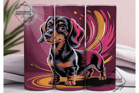 Playful Dachshund 20oz Tumbler Wrap Sublimation sassyprint 