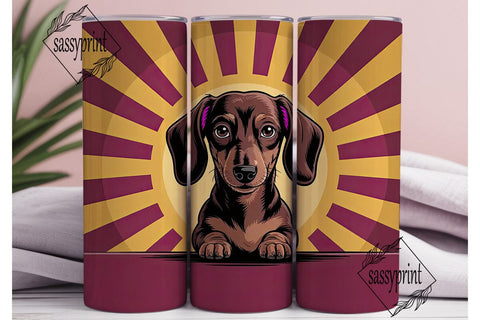 Playful Dachshund 20oz Tumbler Wrap Sublimation sassyprint 