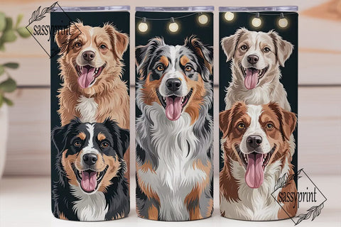 Playful Dogs 20oz Tumbler Wrap Sublimation sassyprint 