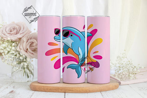 Playful Dolphin 20oz Tumbler Wrap Sublimation sassyprint 