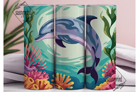 Playful Dolphin 20oz Tumbler Wrap Sublimation sassyprint 