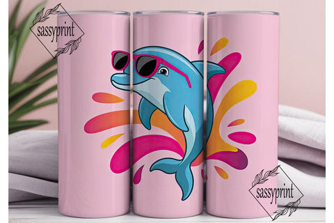 Playful Dolphin 20oz Tumbler Wrap Sublimation sassyprint 