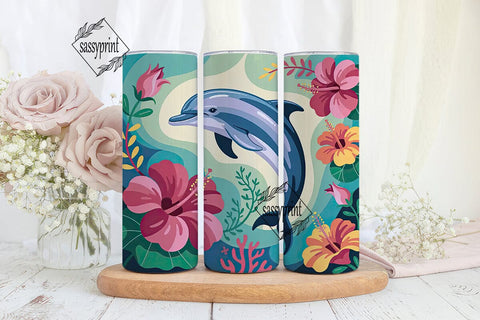 Playful Dolphin 20oz Tumbler Wrap Sublimation sassyprint 