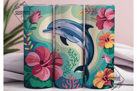 Playful Dolphin 20oz Tumbler Wrap Sublimation sassyprint 
