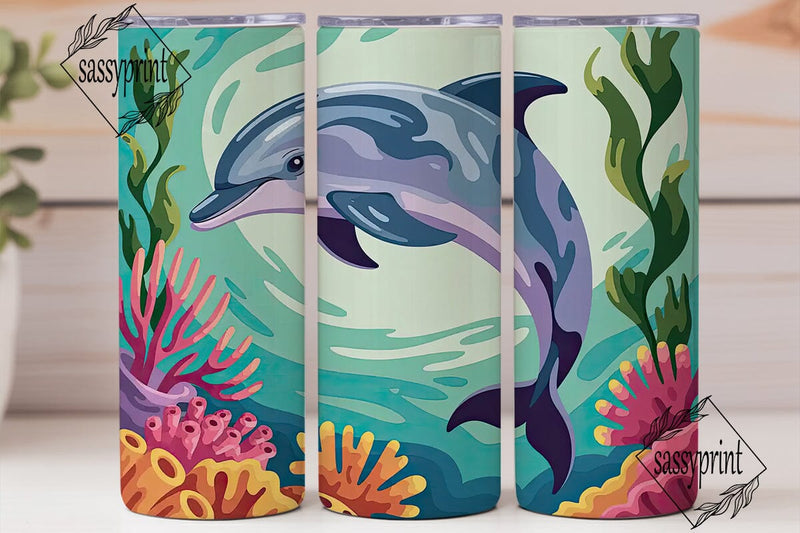 Playful Dolphin 20oz Tumbler Wrap Sublimation sassyprint 