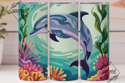 Playful Dolphin 20oz Tumbler Wrap Sublimation sassyprint 