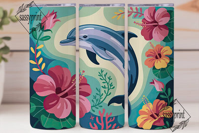 Playful Dolphin 20oz Tumbler Wrap Sublimation sassyprint 