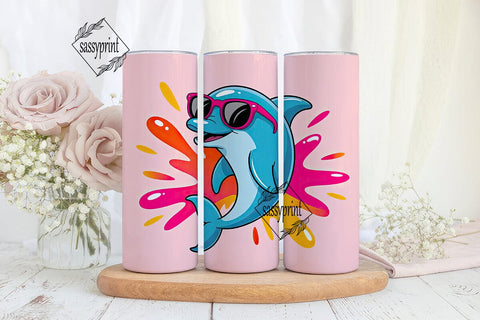 Playful Dolphin 20oz Tumbler Wrap Sublimation sassyprint 