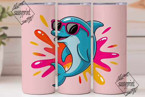 Playful Dolphin 20oz Tumbler Wrap Sublimation sassyprint 