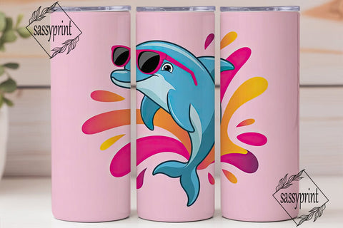 Playful Dolphin 20oz Tumbler Wrap Sublimation sassyprint 