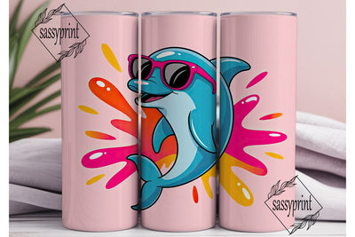 Playful Dolphin 20oz Tumbler Wrap Sublimation sassyprint 