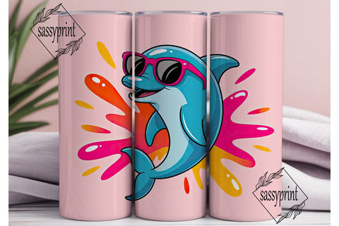 Playful Dolphin 20oz Tumbler Wrap Sublimation sassyprint 