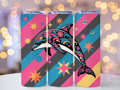 Playful Dolphin Wrap 20oz Tumbler Wrap, Sunshine Vacation Vibes, Tropical Sublimation Design, Summer Beach Theme, Ocean Lover Wrap, 20oz Tumbler Design, PNG Tumbler Wrap Sublimation SvggirlplusArt 