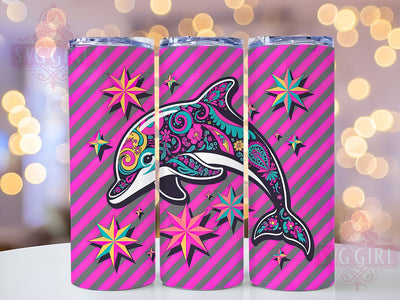 Playful Dolphin Wrap 20oz Tumbler Wrap, Sunshine Vacation Vibes, Tropical Sublimation Design, Summer Beach Theme, Ocean Lover Wrap, 20oz Tumbler Design, PNG Tumbler Wrap Sublimation SvggirlplusArt 