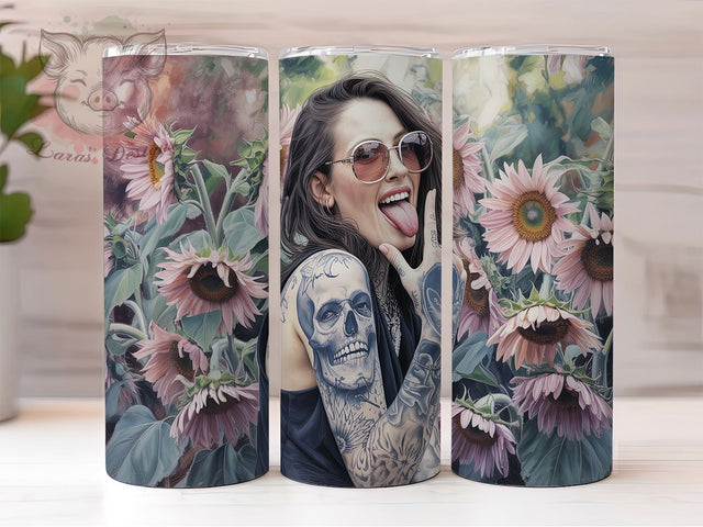 Playful & Edgy Funny Face Tumbler, Tattoo Lover Design, Quirky Girl Wrap, Silly Expression Tumbler, Edgy Sublimation Design, 20oz Humor Tumbler, DIY Funky Tumbler Sublimation Lara' s Designs 