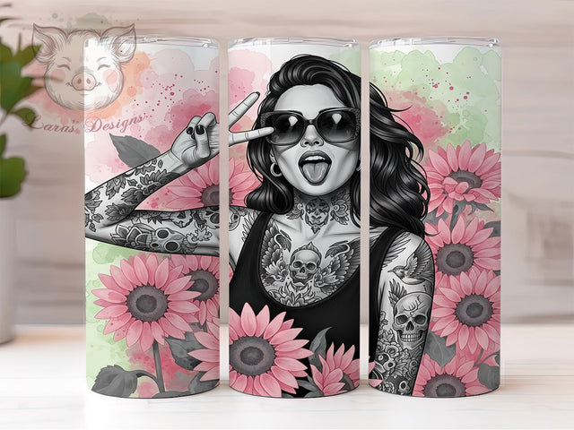 Playful & Edgy Funny Face Tumbler, Tattoo Lover Design, Quirky Girl Wrap, Silly Expression Tumbler, Edgy Sublimation Design, 20oz Humor Tumbler, DIY Funky Tumbler Sublimation Lara' s Designs 