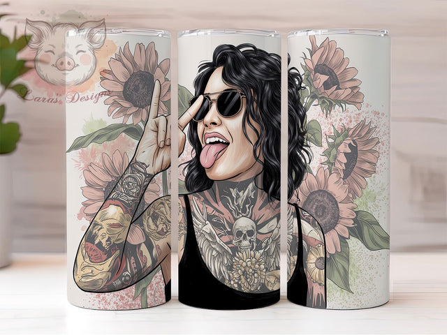 Playful & Edgy Funny Face Tumbler, Tattoo Lover Design, Quirky Girl Wrap, Silly Expression Tumbler, Edgy Sublimation Design, 20oz Humor Tumbler, DIY Funky Tumbler Sublimation Lara' s Designs 