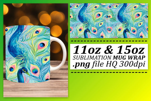 Playful Feather Pattern Mug Sublimation: 11oz 15oz Joyful Elegance Sublimation afrosvg 