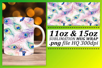 Playful Feather Pattern Mug Sublimation: 11oz 15oz Vibrant Charm Sublimation afrosvg 