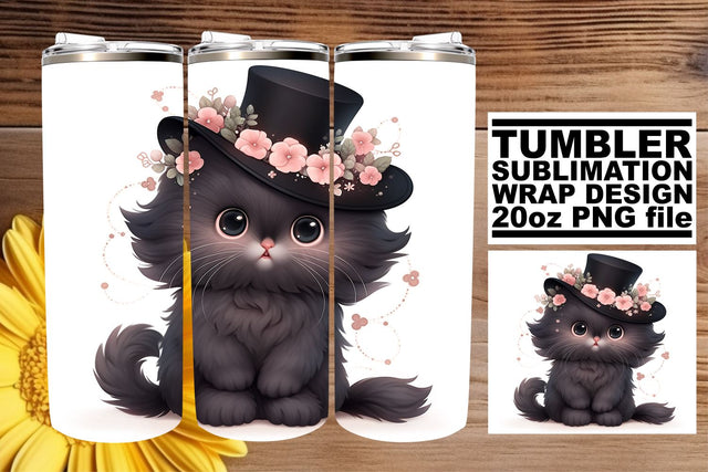 Playful Feline Watercolor Tumbler Wrap Sublimation Pack Sublimation afrosvg 
