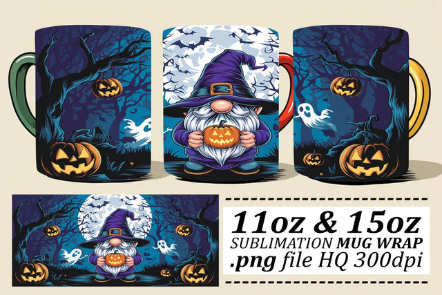 Playful Gnome Mug Wrap Design Sublimation afrosvg 