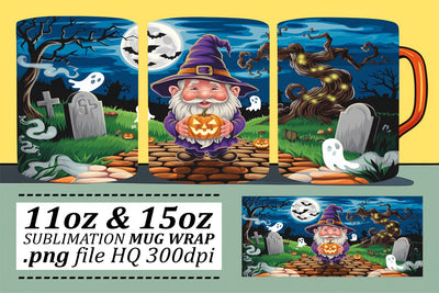 Playful Gnome Mug Wrap for Fall Sublimation afrosvg 