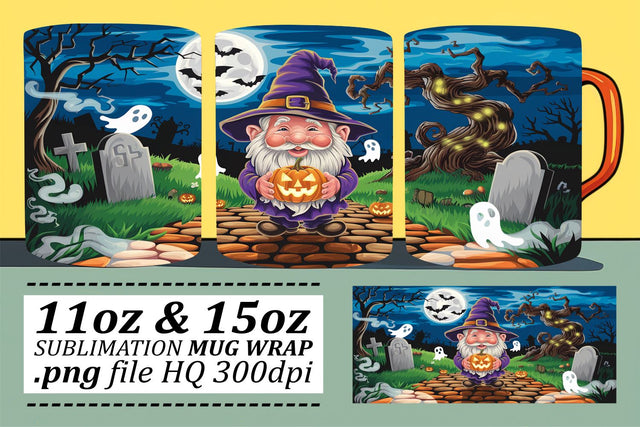 Playful Gnome Mug Wrap for Fall Sublimation afrosvg 