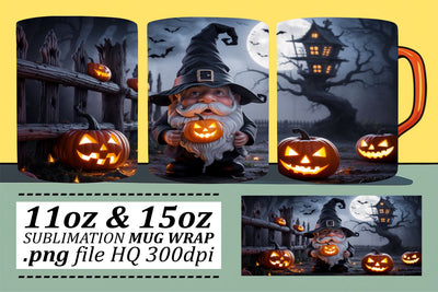 Playful Gnome Mug Wrap for Halloween Sublimation afrosvg 
