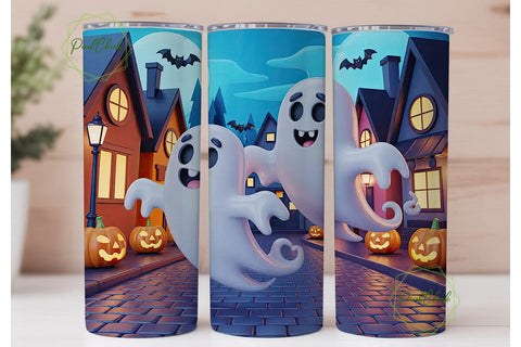 Playful Halloween Ghosts 20oz Tumbler Sublimation PixelChick 