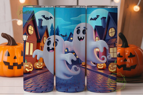 Playful Halloween Ghosts 20oz Tumbler Sublimation PixelChick 