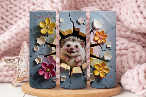 Playful Hedgehog 20oz Tumbler Wrap Sublimation DesignSVG 