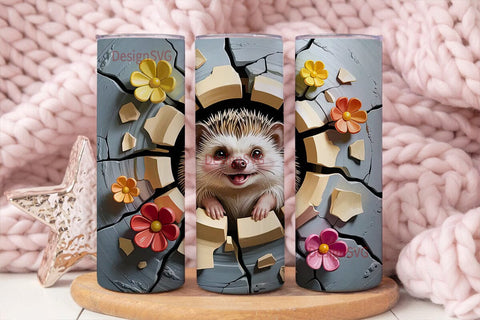 Playful Hedgehog 20oz Tumbler Wrap Sublimation DesignSVG 