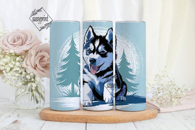 Playful Husky Puppy 20oz Tumbler Wrap Sublimation sassyprint 