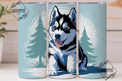 Playful Husky Puppy 20oz Tumbler Wrap Sublimation sassyprint 