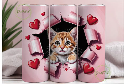 Playful Kitten 20oz Tumbler Wrap Sublimation PixelChick 
