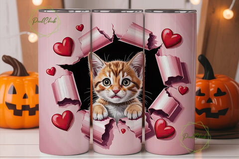 Playful Kitten 20oz Tumbler Wrap Sublimation PixelChick 