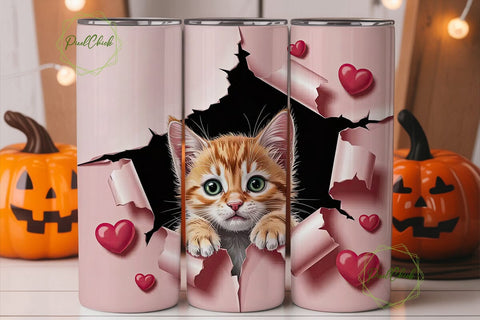 Playful Kitten 20oz Tumbler Wrap Sublimation PixelChick 