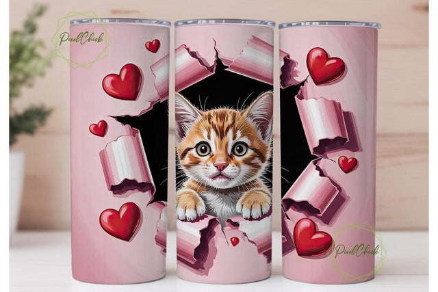 Playful Kitten 20oz Tumbler Wrap Sublimation PixelChick 