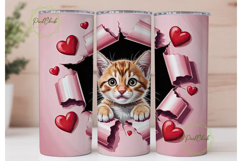 Playful Kitten 20oz Tumbler Wrap Sublimation PixelChick 